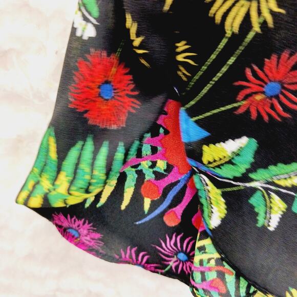 Blouse Size 2X Floral Tropical Whimsycore Fairy Bold Maximalist Vacation Resort - Picture 6 of 16